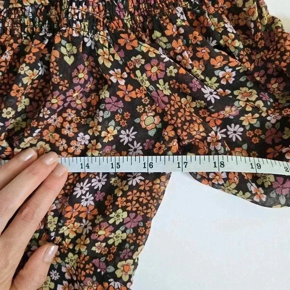 Free people Bonnie shirt dress floral orange button mini dress sz Small - Picture 10 of 11